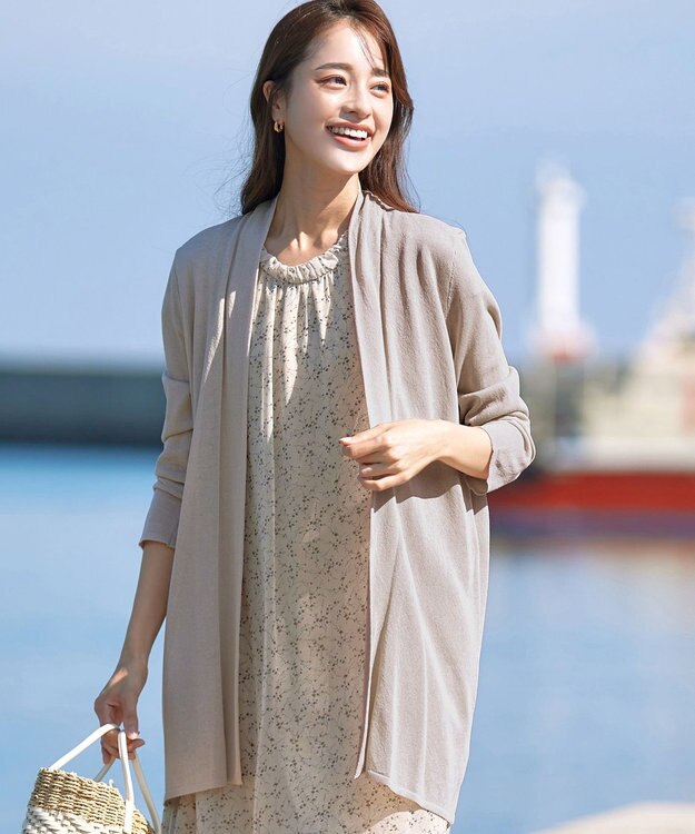 Tiaclasse 【新色追加・UVケア・接触冷感】ロングトッパーカーディガン ベージュ