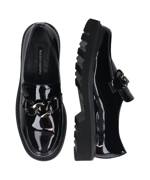 Bridget Birkin 【PARADIS COULEUR】メタルチェーンローファー ブラックエナメル