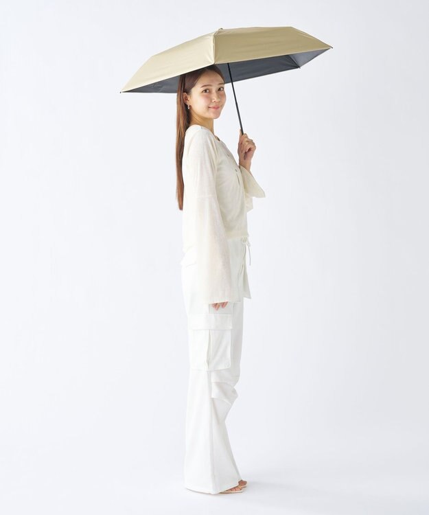 MOONBAT 【遮光100％/超軽量 /雑誌掲載】マジで軽い傘 晴雨兼用折りたたみ日傘 50cm マジカルテックプロテクション ベージュ