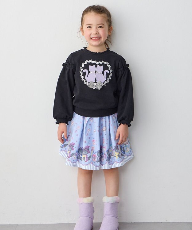 ANY KIDS マジカルキャットフレアスカート サックスブルー