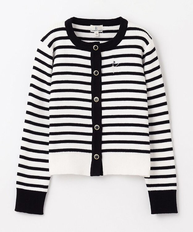 組曲 KIDS 【110-140cm】ボーダー カーディガン ブラック系1