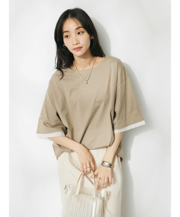 CRAFT STANDARD BOUTIQUE 【ＵＶカット】布帛切り替えプルオーバー Beige