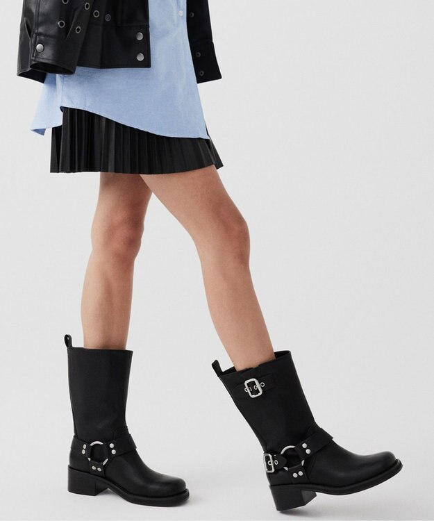 STEVE MADDEN EN-ROUTE ミドル丈エンジニアブーツ ブラック