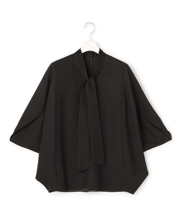 ICB 【新色追加・WEB限定カラーあり】FluidBackSatin ドルマンスリーブボウタイブラウス ブラック