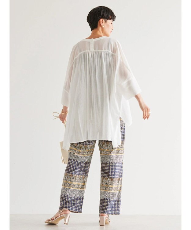 AMERICAN HOLIC バックギャザーＶネックシアーシャツ Off White