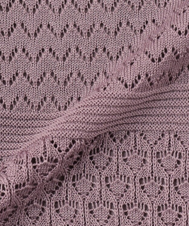 Feroux 【洗える】透かし編みニット ワンピース ライラック系