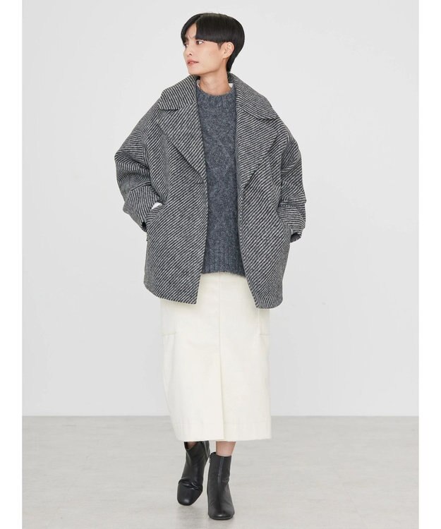 AMERICAN HOLIC ツイードライクコクーンミディコート Gray