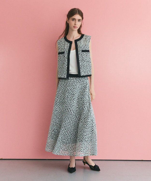 GRACE CONTINENTAL フェザーembドレス ホワイト