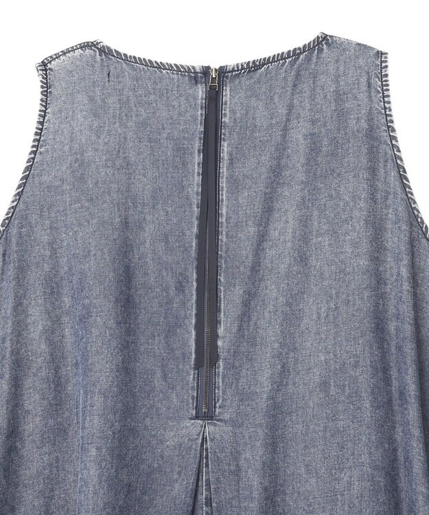 YECCA VECCA バイオ加工ヴィンテージデニムタックワンピース Indigo