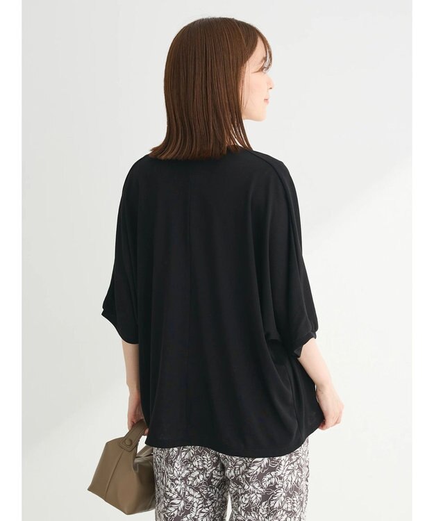 Green Parks よくばり　半袖カットドルマンカーディガン Black