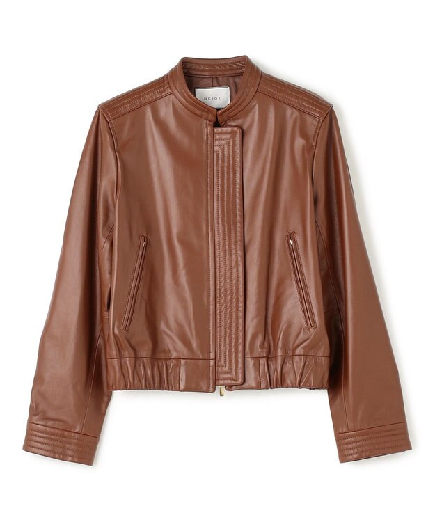 BEIGE， 【andGIRL 秋号掲載】CLYDE / ステッチデザインラムレザーブルゾン Brown