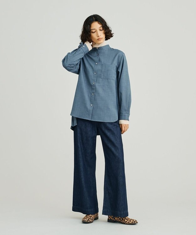 J.PRESS YORK STREET 【WOMEN】バックプリーツブラウス ダルブルー系