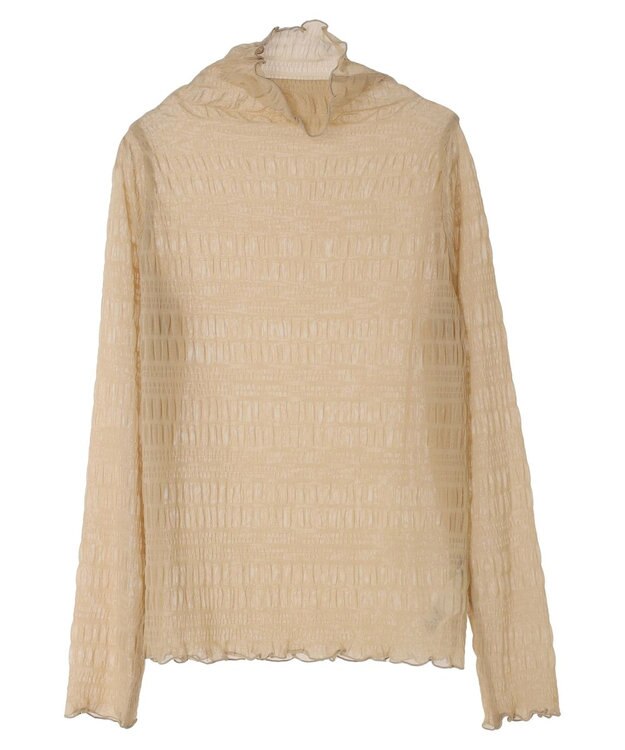 earth music&ecology ジャガードシャーリングシアートップス Beige