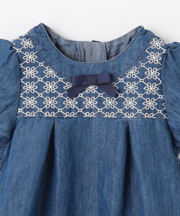 組曲 KIDS 【100㎝】レースコンビデニム ワンピース ブルー