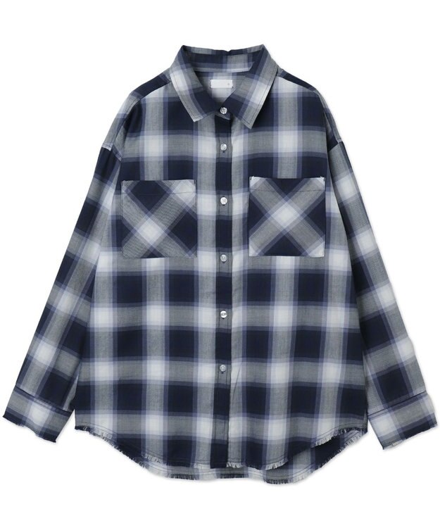 WEGO チェックBIGシャツ ネイビー