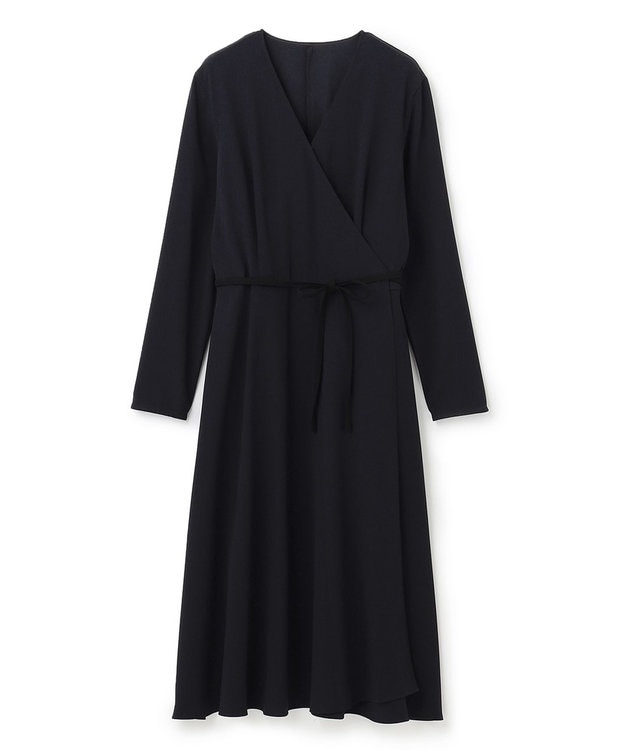 BEIGE， 【洗える】SENTIER / バックサテンカシュクールワンピース Navy x Black