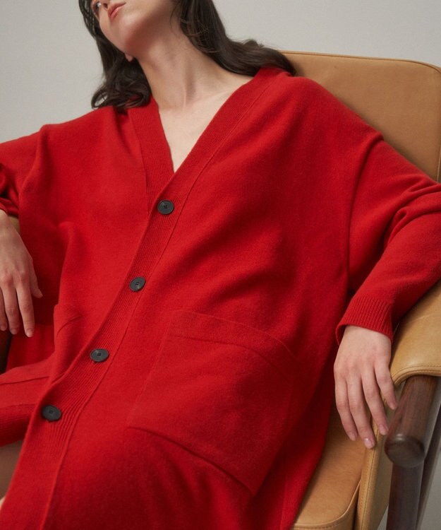 ATON MERINO COLLEGE KNIT | オーバーサイズカーディガン RED