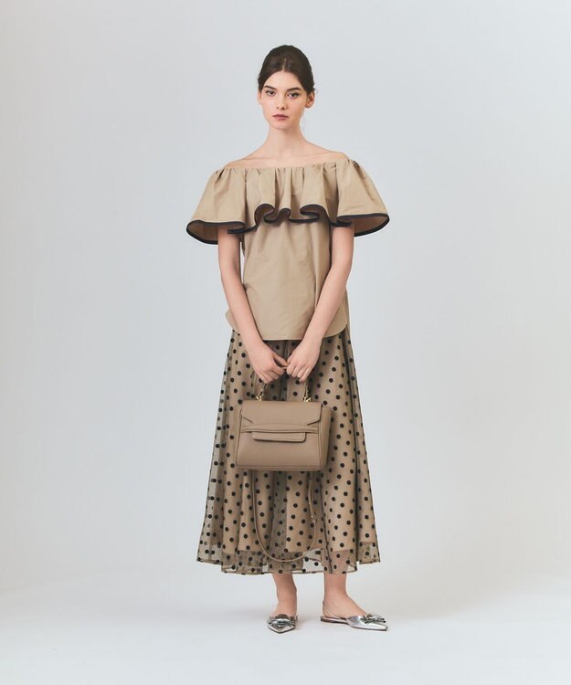 GRACE CONTINENTAL フラップショルダーバッグ ベージュ