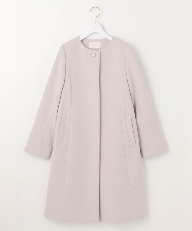 ANY SIS L ウールライクノーカラー ロングコート ライトベージュ