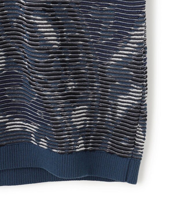 JOSEPH HOMME オリエンタルブラインドジャガード　クルーネック半袖ニットTEE ネイビー系