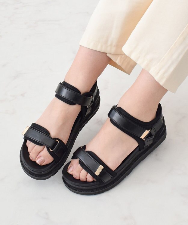 Bridget Birkin 【Bridget Birkin】ダブルベルトスポーツサンダル ブラック