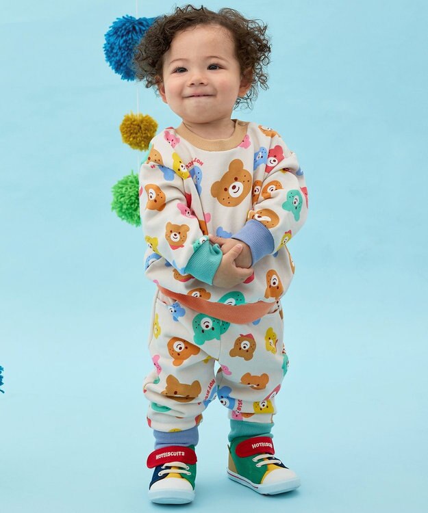 MIKI HOUSE HOT BISCUITS 【80-120cm】カラフルビーンズ 総柄 裏毛パイル素材 トレーナー マルチカラー