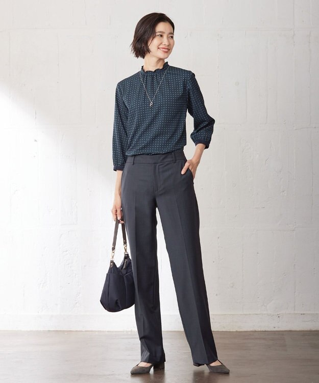 J.PRESS LADIES 【セットアップ対応】BAHARIYE ストレート パンツ ネイビー系