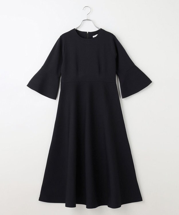 #Newans 【セレモニーにも】フレアニットワンピース ネイビー