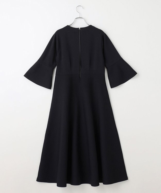 #Newans 【セレモニーにも】フレアニットワンピース ネイビー