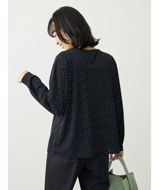 Green Parks ＢＰ　襟タック長袖ブラウソー Black