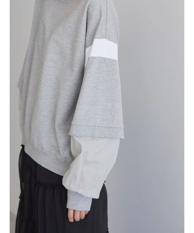 AMERICAN HOLIC 袖異素材ミニ裏毛プルオーバー Light Gray Mixture