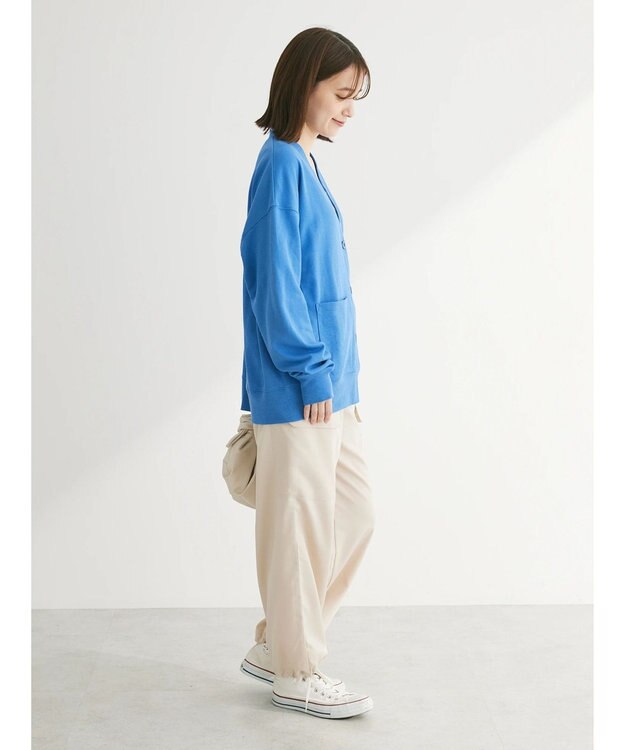 Green Parks ミニ裏毛Ｖネックカーディガン Blue