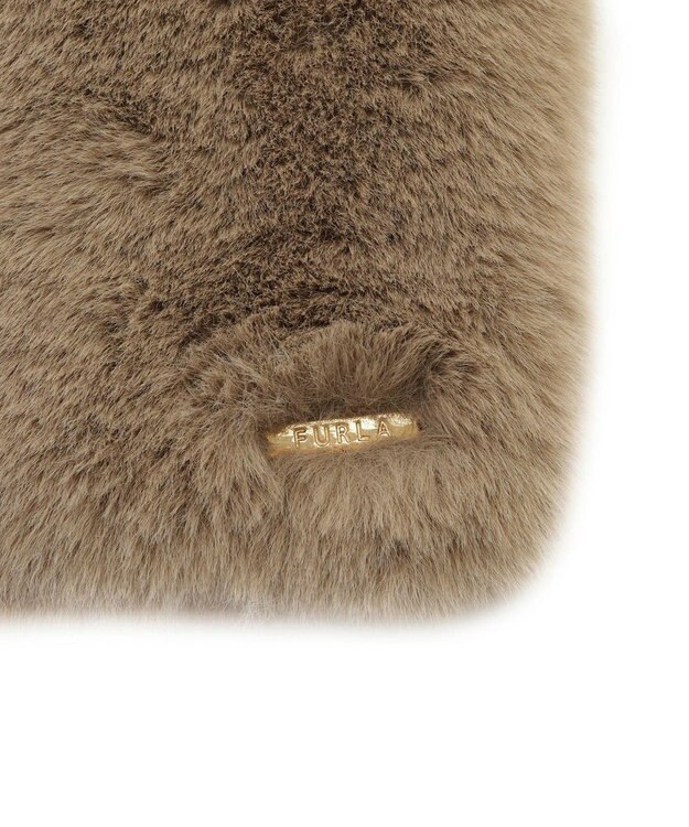 MOONBAT 【大人百花1月号掲載】FURLA フェイクファーマフラー ベルト差し込み ファーティペット ロゴプレート付 ベージュ