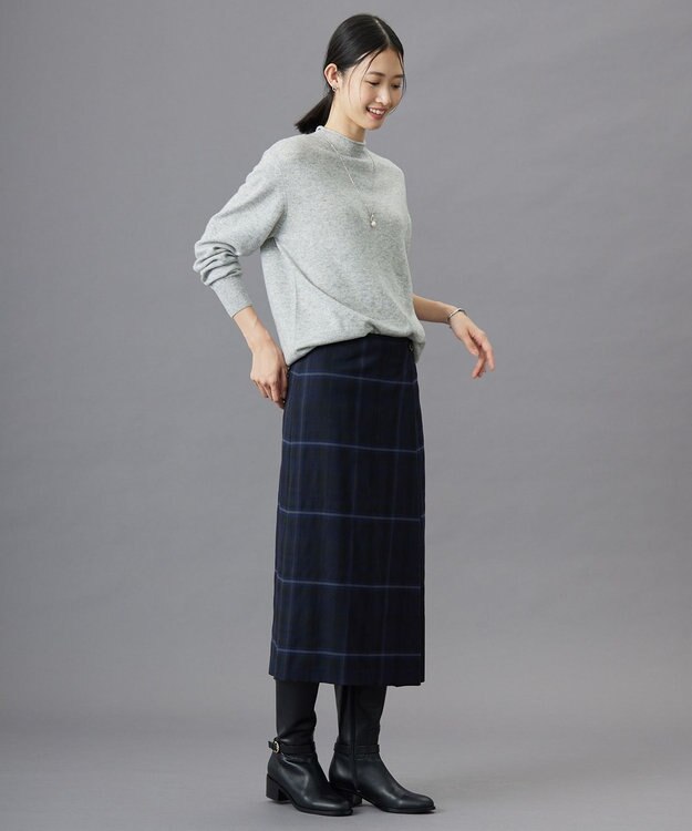 J.PRESS LADIES S 【洗える】CASHMERE BLEND スタンドカラー ニット トップグレー系