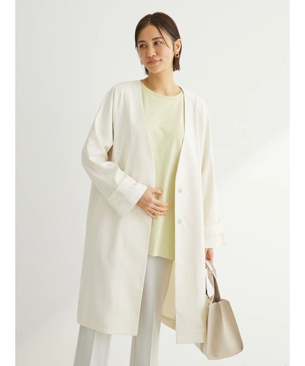 Green Parks 撥水加工　ケア楽着流しコート Ecru