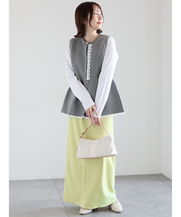 Te chichi レースペプラムベスト グレー