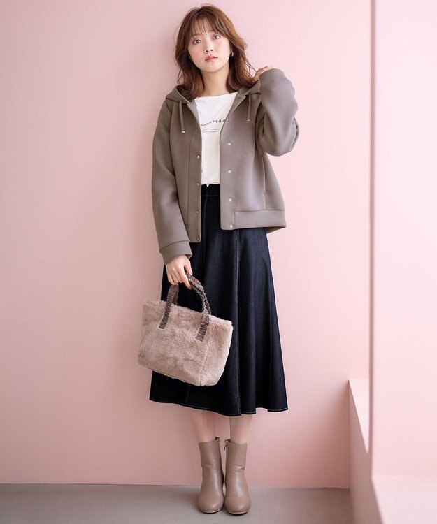 ANY SIS L 【洗える】スフレダンボール ブルゾン モカグレー