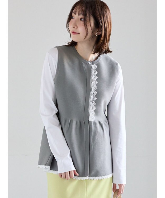 Te chichi レースペプラムベスト グレー