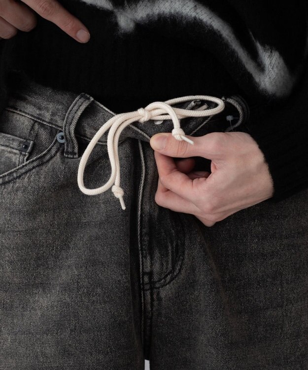 WEGO 【ユニセックス着用ITEM/ウエスト調整可】ストレートデニムパンツ グレーその他