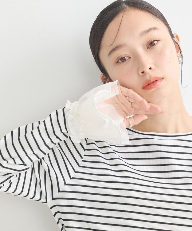 earth music&ecology フリルスリーブリブプルオーバー Border