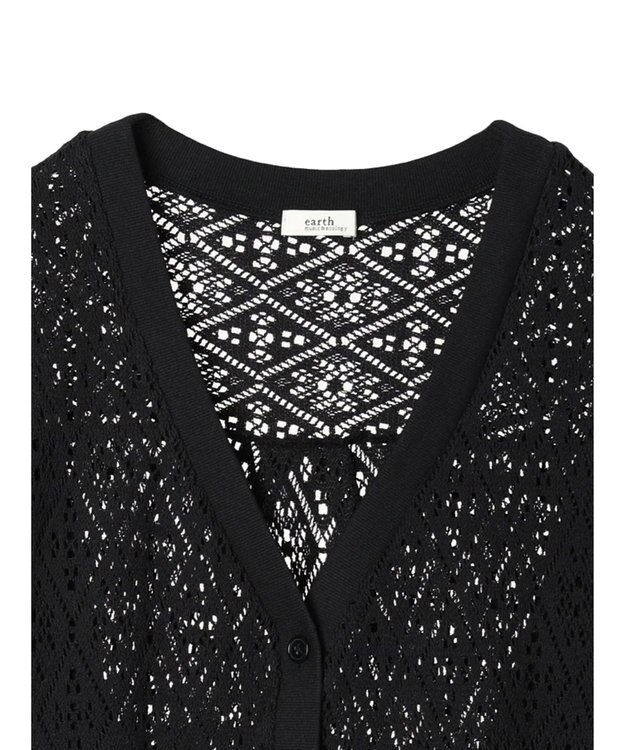 earth music&ecology ラッセルレースカーディガン Black