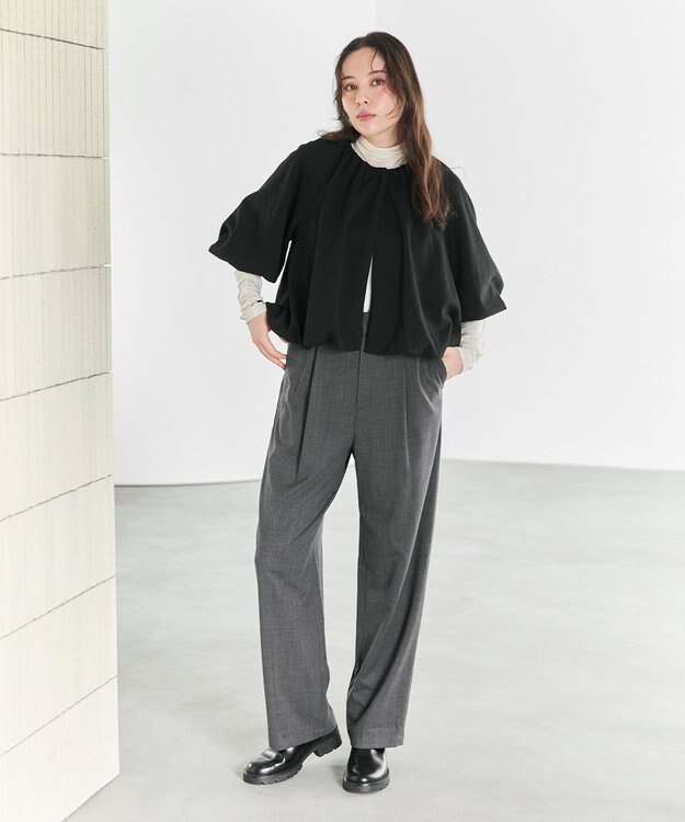 #Newans 【ANSWER for ファッショニスタ 】ウエスト調整可ワイドパンツ チャコールグレー系