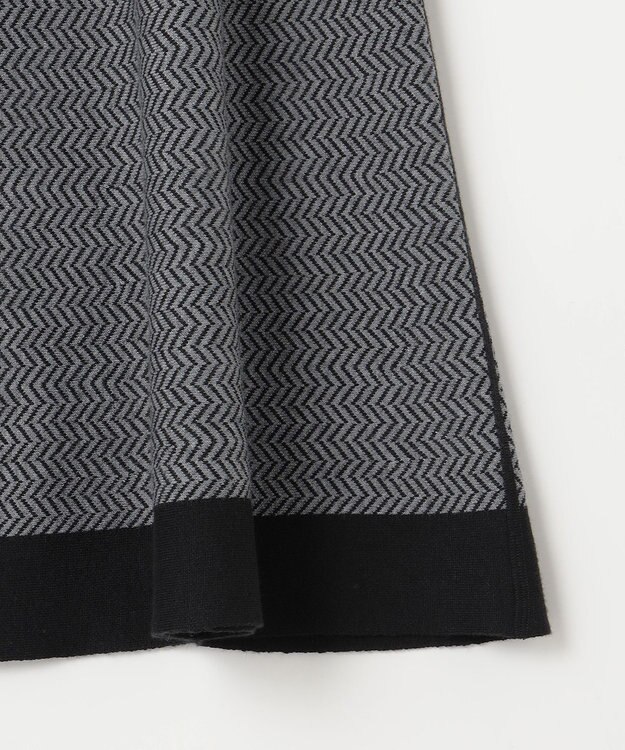 自由区 【WEB限定・マルチウェイ・洗える】ヘリンボーン柄リバーシブルニット セットアップ ブラック×グレー柄
