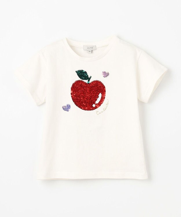 ANY KIDS ミラクルスパンコールTシャツ オフホワイト（りんご×レモン）