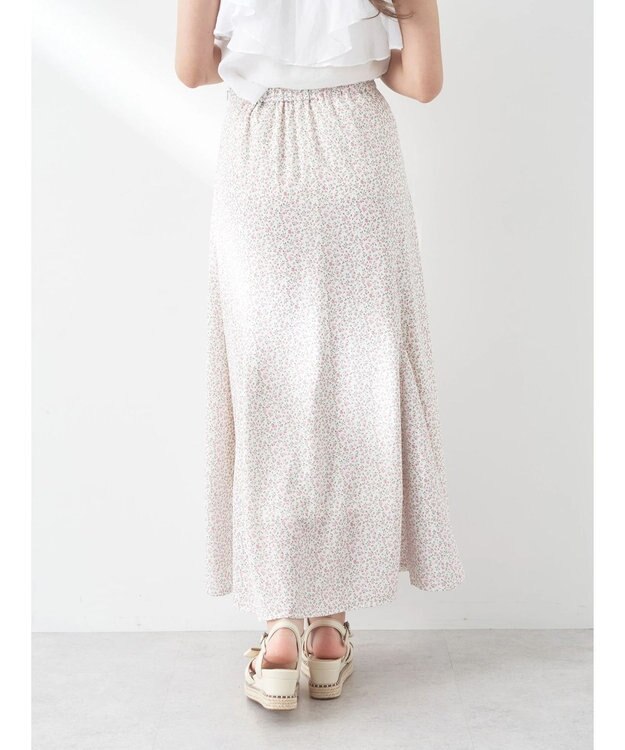 earth music&ecology 揺れる小花柄裾フレアスカート Pink
