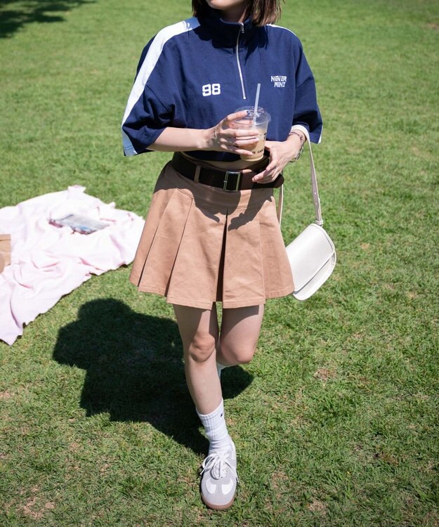 WEGO 刺繍ハーフジップT ネイビー