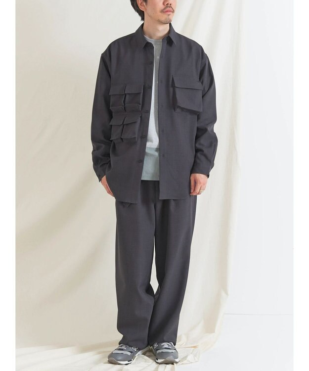 CRAFT STANDARD BOUTIQUE ポリエステルツイルベルテッドパンツ Charcoal Gray
