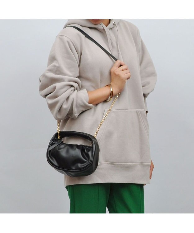 UNBILLION cachecache ハーフムーンギャザー2wayミニショルダー ブラック