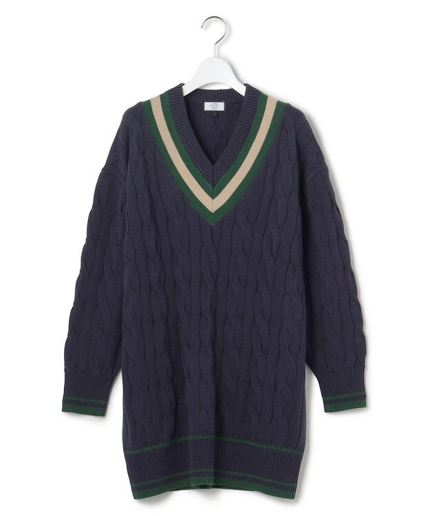 J.PRESS YORK STREET 【WOMEN】チルデンチュニック Vネックニット ネイビー系