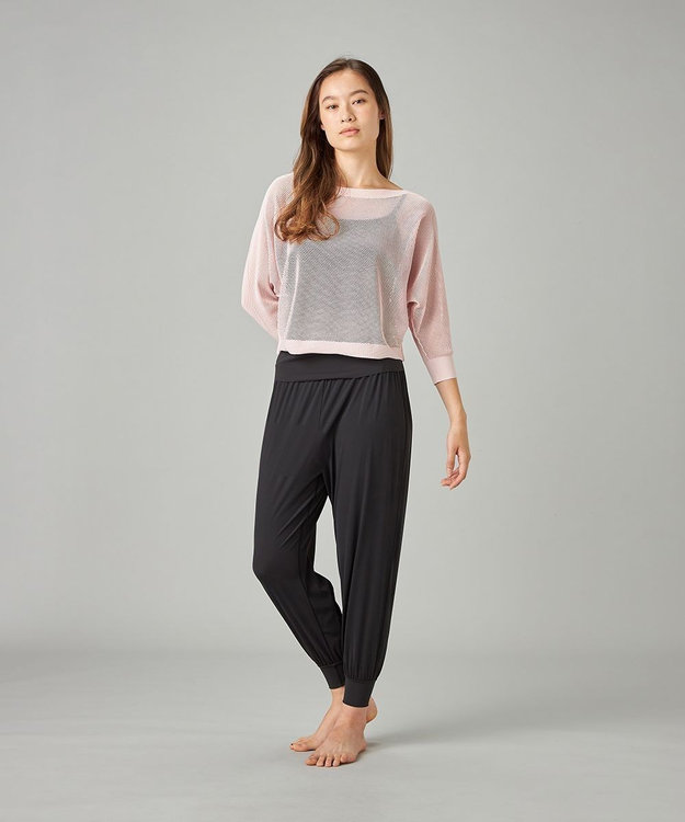 Chacott 【ノーソーイングニット】7分袖メッシュニットTシャツ ベビーピンク
